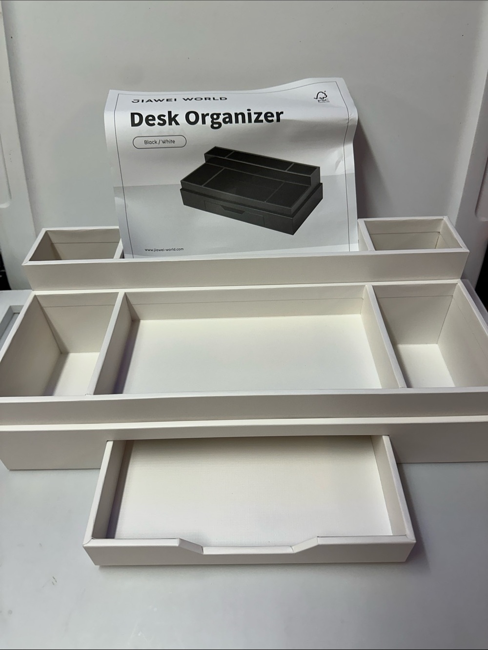 White Desktop Storage Organizer with Drawer
